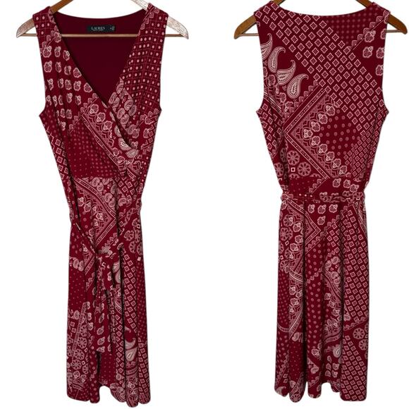 Ralph Lauren Dresses & Skirts - Lauren Ralph Lauren Bandana Print Jersey Knit Sleeveless Midi Dress Red size 12